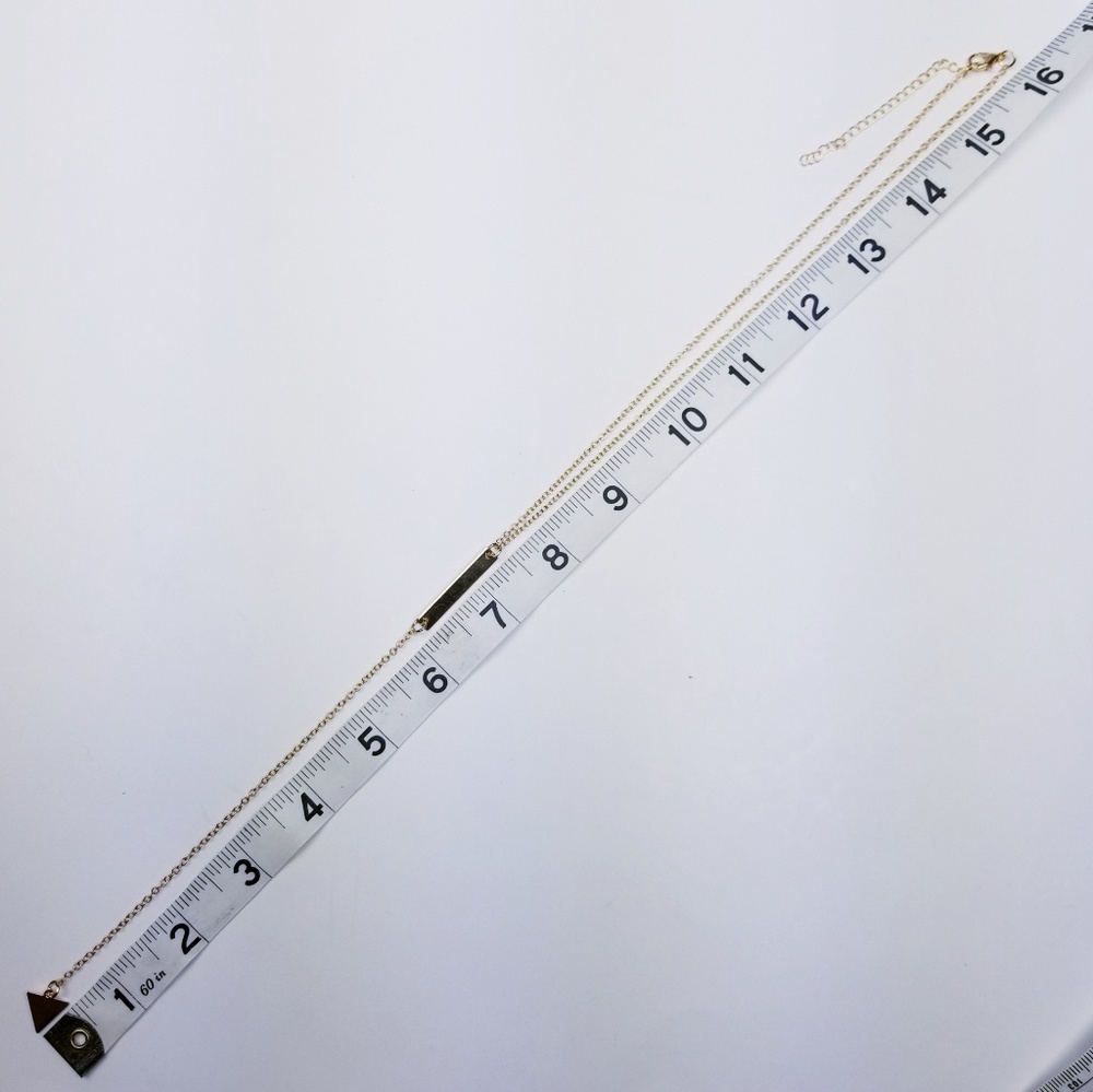 Long Gold Bar Chain Boho Arrow Necklace - Picture 3 of 4